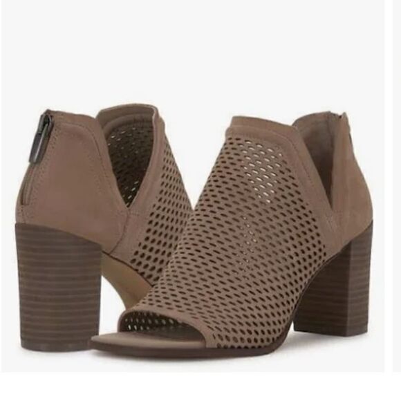 Vince Camuto Katnina Perforated Nubuck Open Toe Booties - Picture 3 of 10